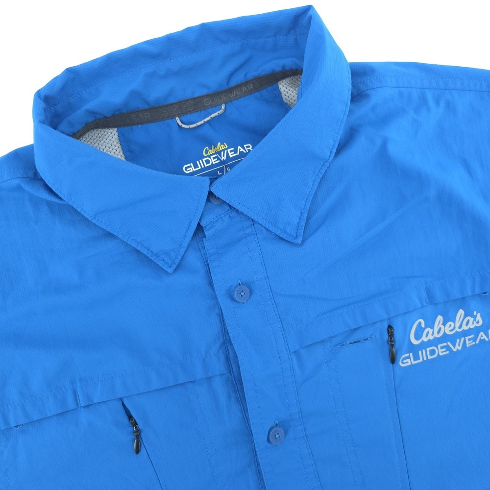 Cabelas Guidewear Shirt Mens Large Blue Fishing Hiking Vented Long Sleeve Pocket